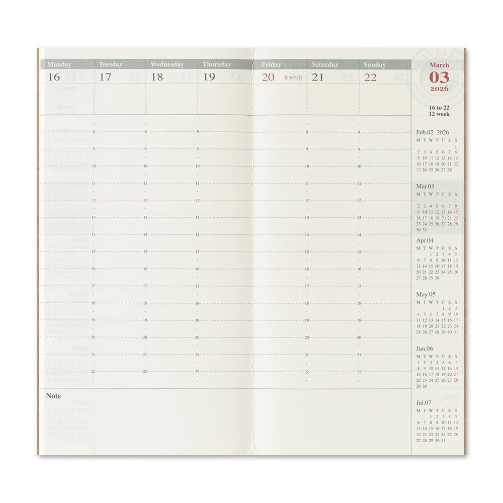 Traveler’s Notebook Weekly Vertical Refill 2026 – Regular Size