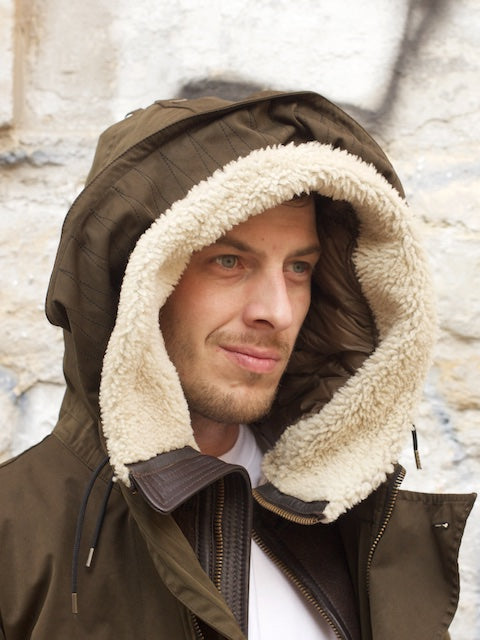 Ten C Hooded shearling liner brown | denimheads.cz