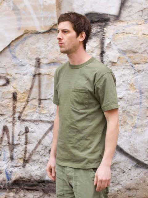 National Athletic Goods Rib Pocket Tee, Army Green