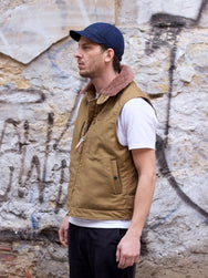Iron Heart Khaki Alpaca Lined Whipcord Modified N1 Deck Vest
