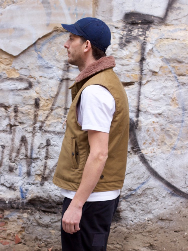 Iron Heart Khaki Alpaca Lined Whipcord Modified N1 Deck Vest