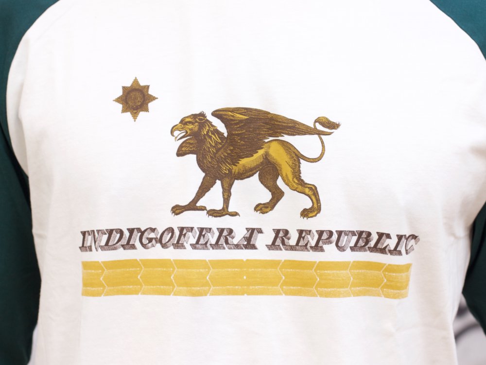 Indigofera Leon Raglan Green/White Indigofera Republic