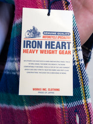 Iron Heart IHSH-342-NAV Work Shirt / Ultra Heavy Flannel - Crazy Check Navy