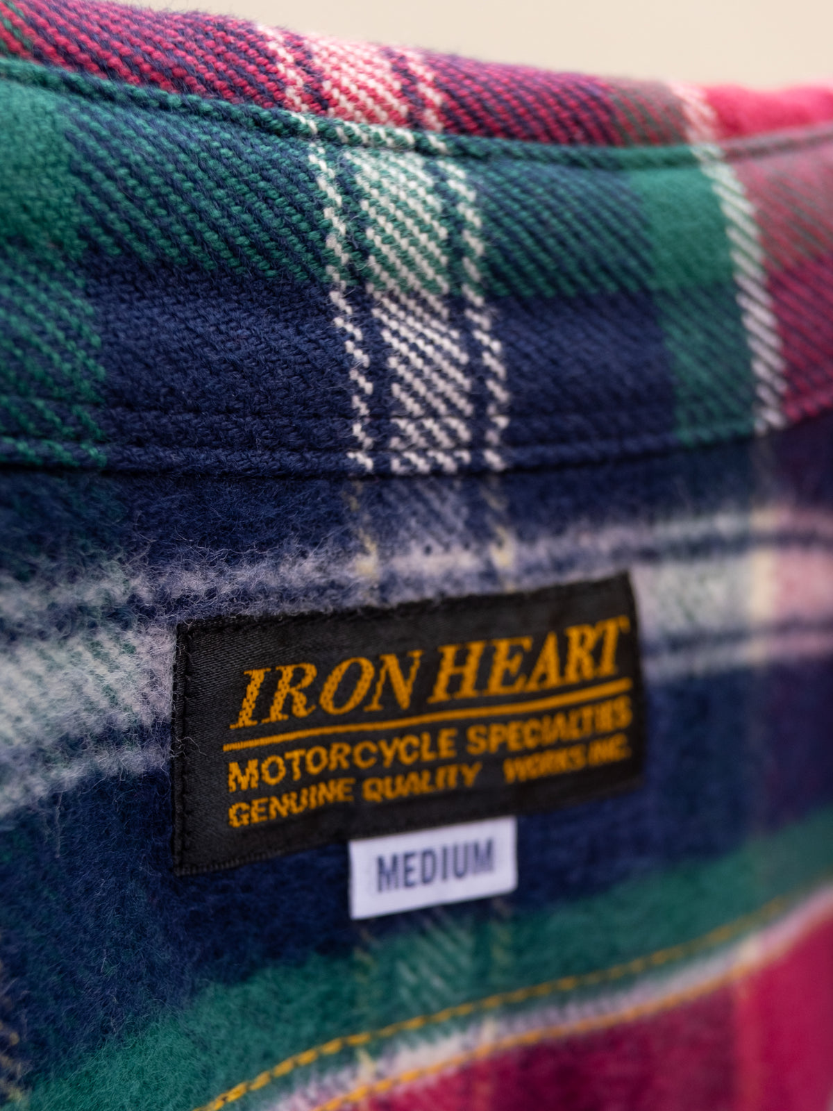Iron Heart IHSH-342-NAV Work Shirt / Ultra Heavy Flannel - Crazy Check Navy