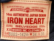 Iron Heart IH-888S-142bb 14oz Medium/High Rise Tapered  - Black/Black