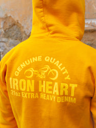 Iron Heart IHSW-63-MUS Printed 14oz Ultra Heavyweight Loopwheel Cotton Zippered Hoodie - Mustard