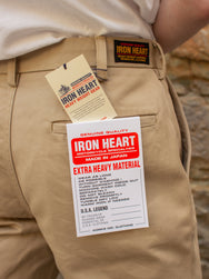 Iron Heart IH-731-KHA 12oz Heavy Cotton Relaxed Fit Chinos - Khaki