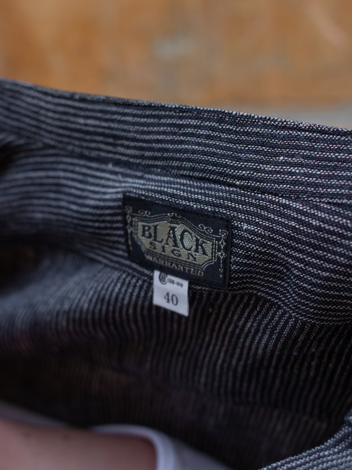 Black Sign Narrow Stripe Band Collar Shirt - Sand Black (BSSL-22106BLK)