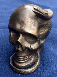 Black Sign Bronze Victorian Skull and Snake Paperweight (bssa-21608BLK)