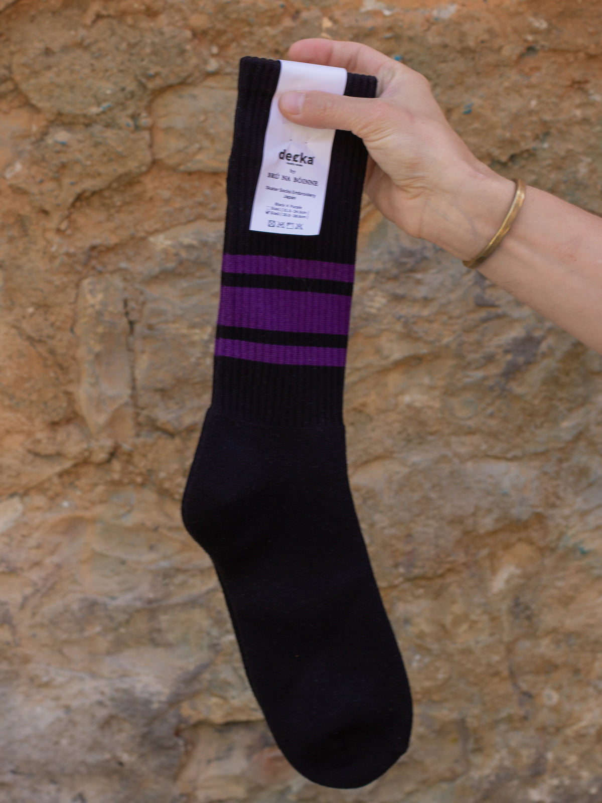 Decka Skater Socks Embroidery / Japan - Black x Purple