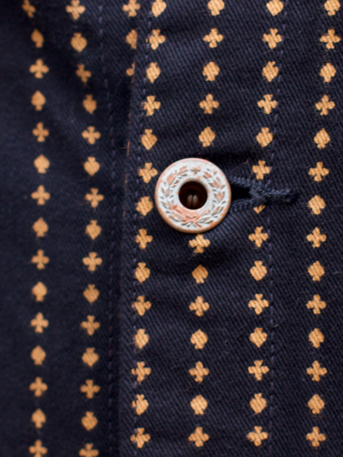 Playing Card Pattern Worker's Jacket - Midnight Black