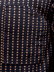 Playing Card Pattern Worker's Jacket - Midnight Black