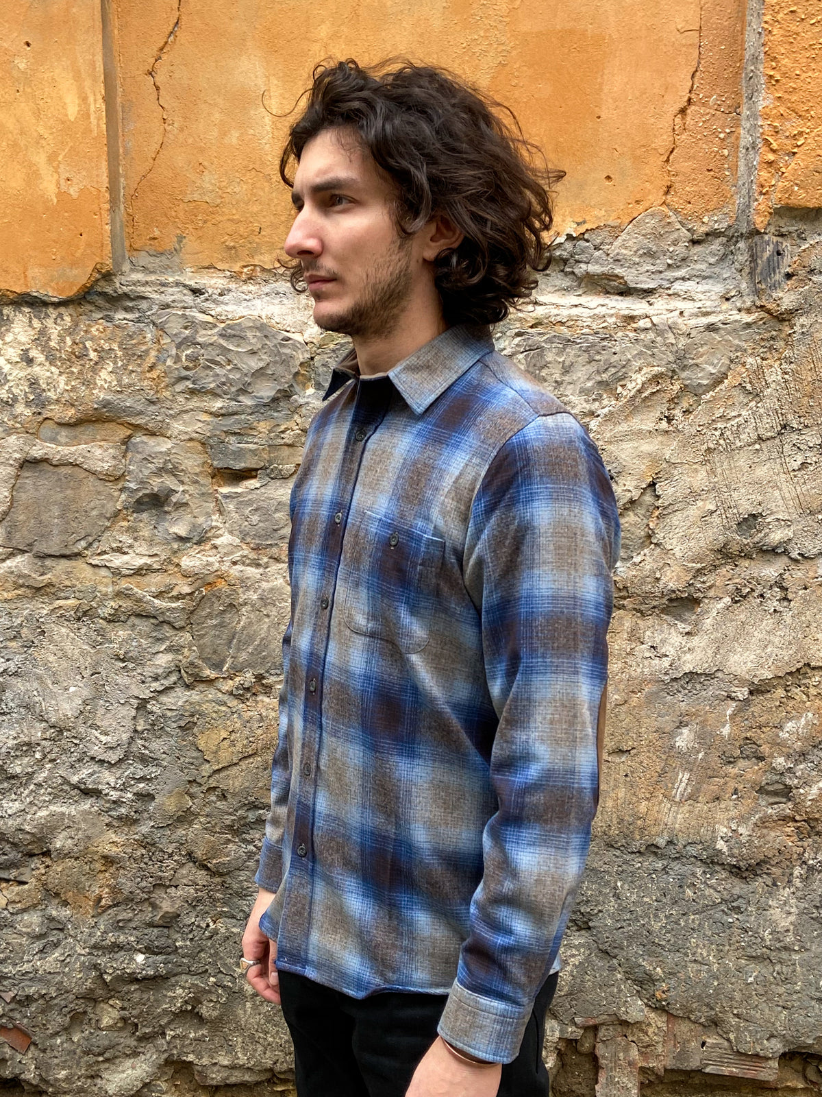 Pendleton Elbow-Patch Trail Shirt Taupe/Brown/Blue Ombre
