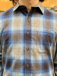 Pendleton Elbow-Patch Trail Shirt Taupe/Brown/Blue Ombre