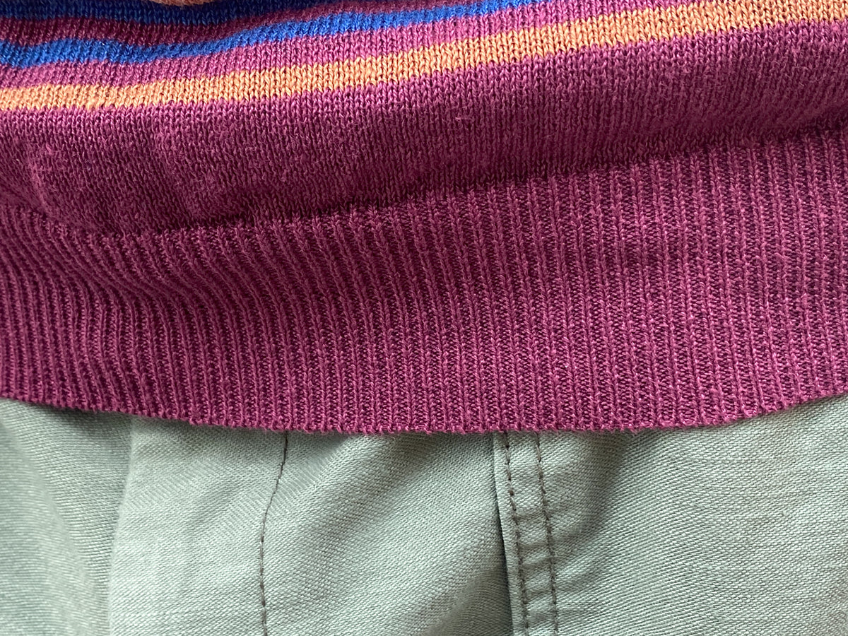 Stevenson Overall  LK-BU Classic Bordered Linen Knit Shirt Burgundy