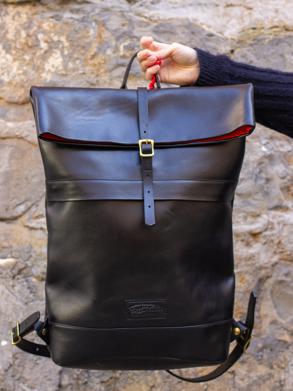 Krysl Goods Roll Top Backpack Leather Black