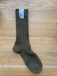 Decka Cased Heavy Weight Plain Socks -3rd collections- Olive  [de-01-2]
