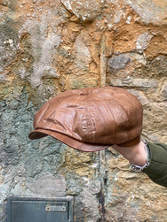 Stetson Hatteras Eel Leather Flat Cap Brown (6847901)
