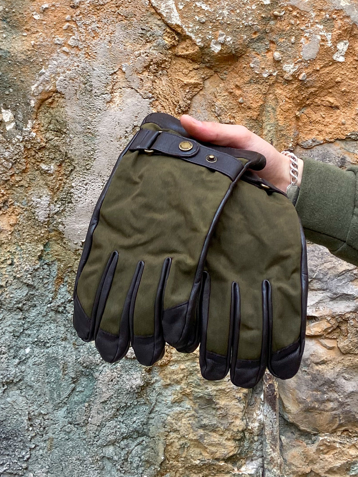 Stetson Nappa Leather Waxed Cotton  Gloves Olive (9497222)