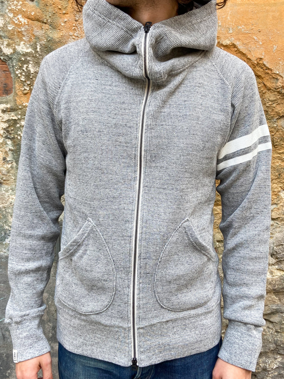 Momotaro 07-045 Thermal Hooded Sweatshirt Grey