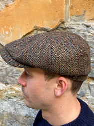 Stetson Hatteras New Harris Tweed Flat Cap Brown (6840527)