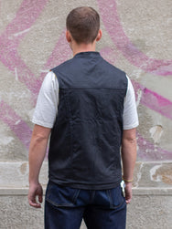 Ginew Wax Vest Black Facing East Lining