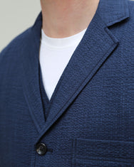 Hansen Garments Charlie Easy Three Button Blazer Crinkle Blue