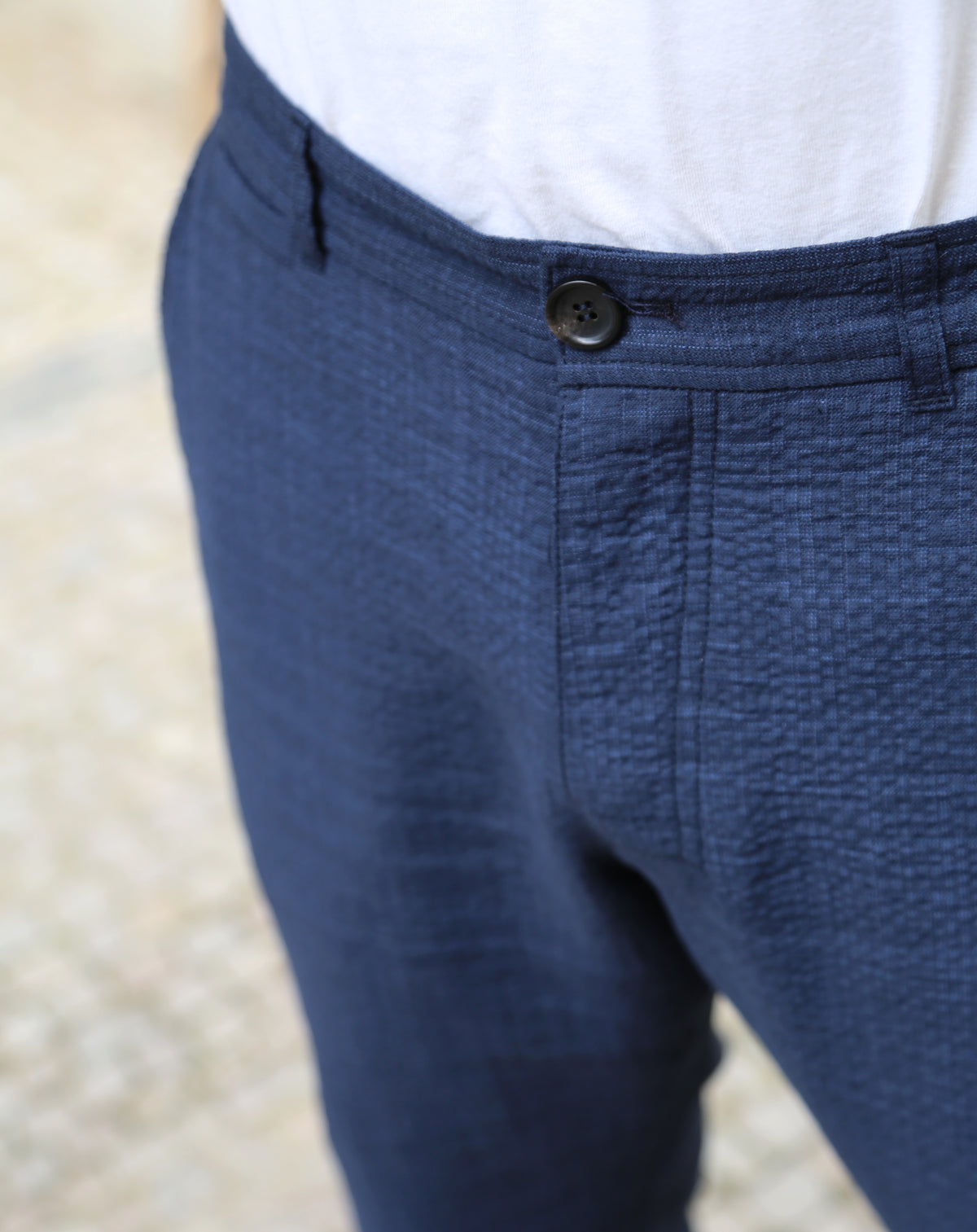 Hansen Garments Fred Regular Cut Trousers Crinkle Blue
