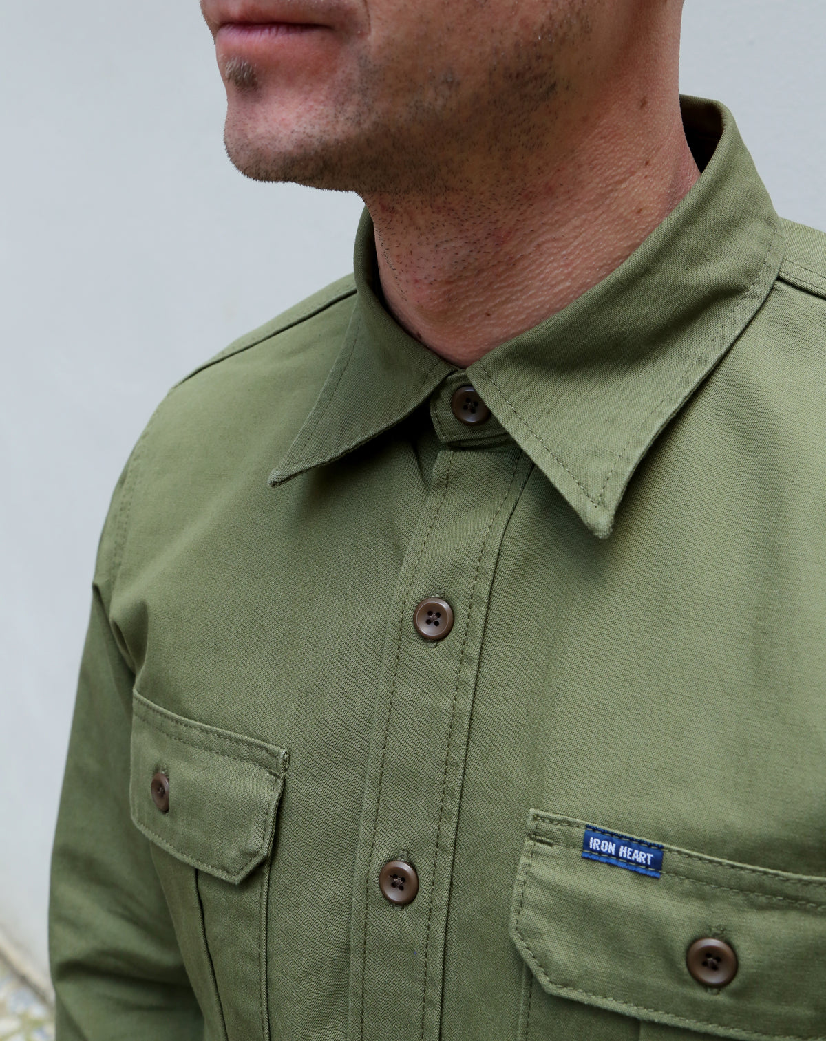 Iron Heart IHSH-354-ODG 9oz Military Shirt Olive Drab Green