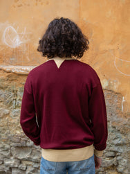 Stevenson Overall V-Gusset Wool Knitted Sweat Shirt - Burgundy (WS)