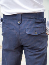 Hansen Finn / Side Buckle Regular Trousers - Blue Pin