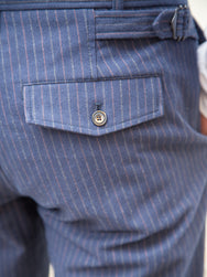 Hansen Finn / Side Buckle Regular Trousers - Blue Pin
