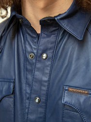 Indigofera Hawley Leather Shirt - Navy
