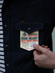 Iron Heart IHSH-330-BLK Western Shirt /  9oz Raised Whipcord - Black