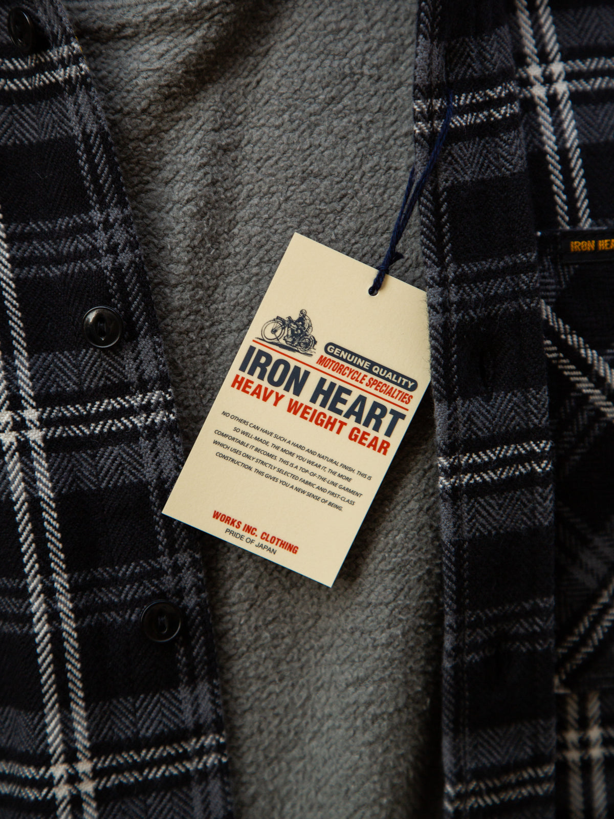 Iron Heart IHSH-341-BLK Work Shirt / Ultra Heavy Flannel - Herringbone Check Black