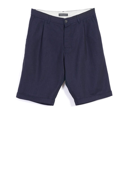 Hansen Garments Birk Single Pleated Shorts Indigo